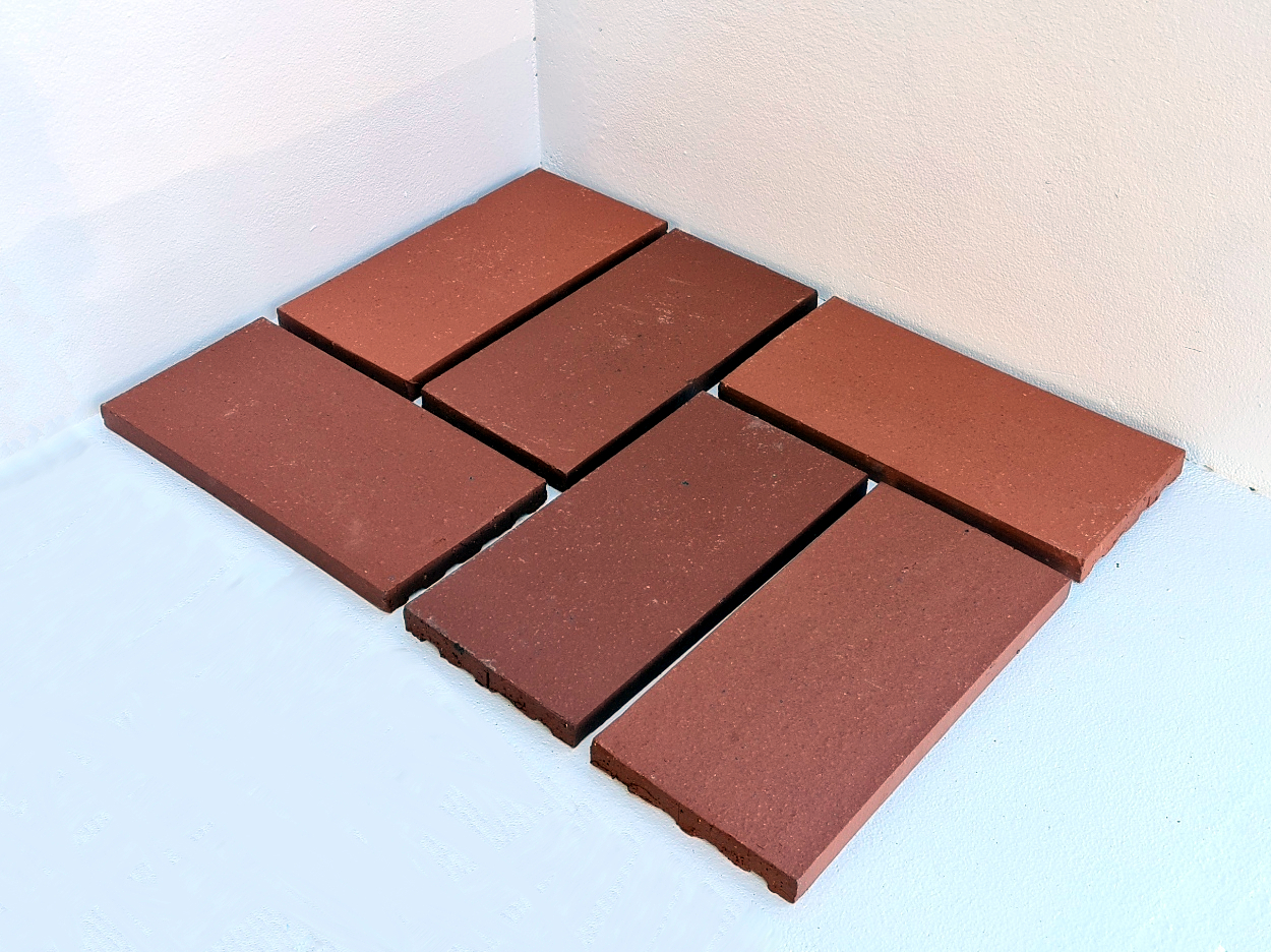 Red Rectangle Quarry laid in half herringbone pattern