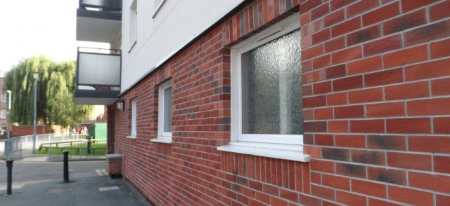Brick slips used on lower ground floor high rise refurbishment project